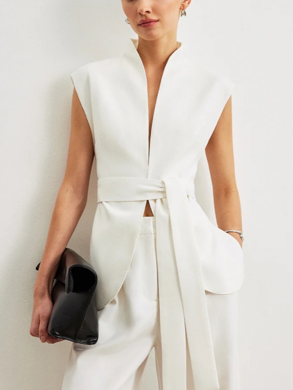 Commense Belted Peplum Top